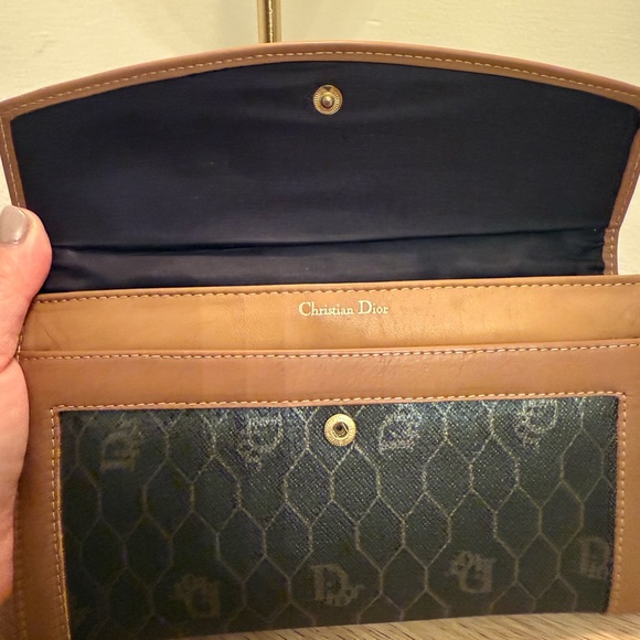🤎🖤RARE🖤🤎 Dior Black x Brown Monogram Trotter Honeycomb Flap Wallet - Picture 5 of 13